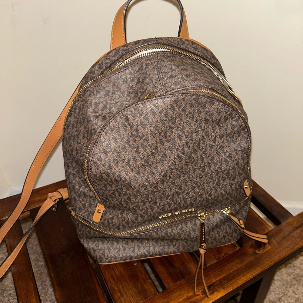 Michael Kors Tan and Brown Monogram Bag